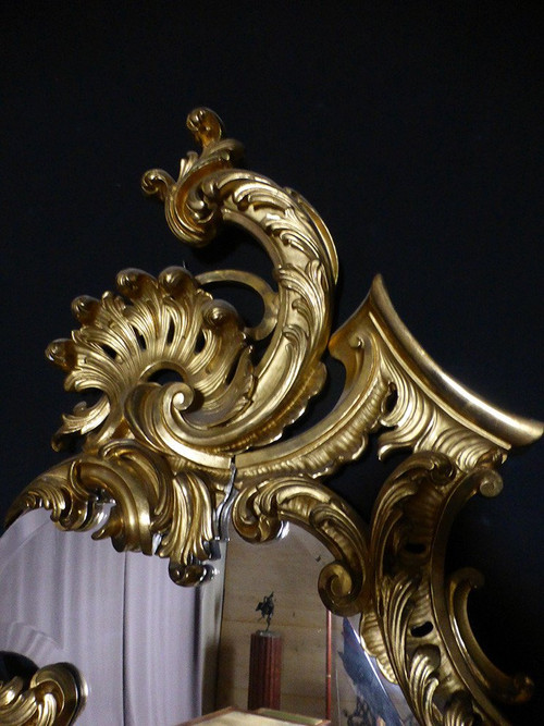 Grand Miroir De Pied En Bois Doré