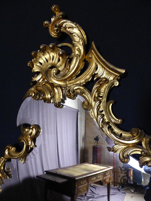 Grand Miroir De Pied En Bois Doré