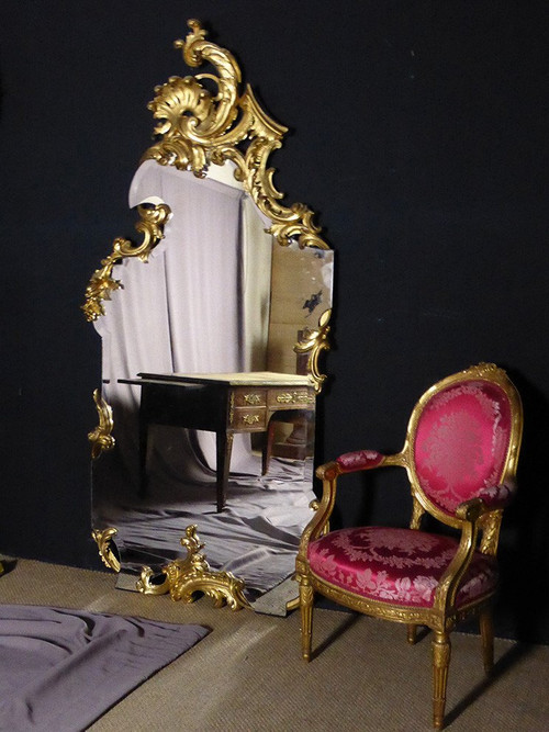 Grand Miroir De Pied En Bois Doré