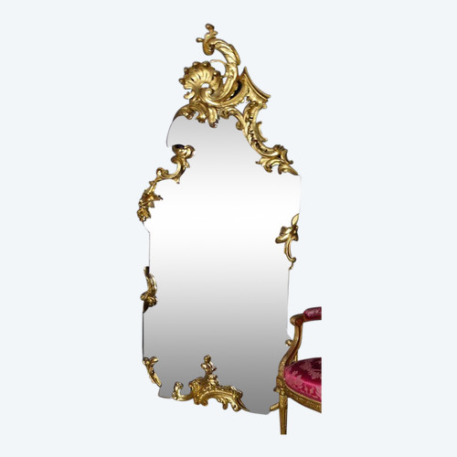 Grand Miroir De Pied En Bois Doré