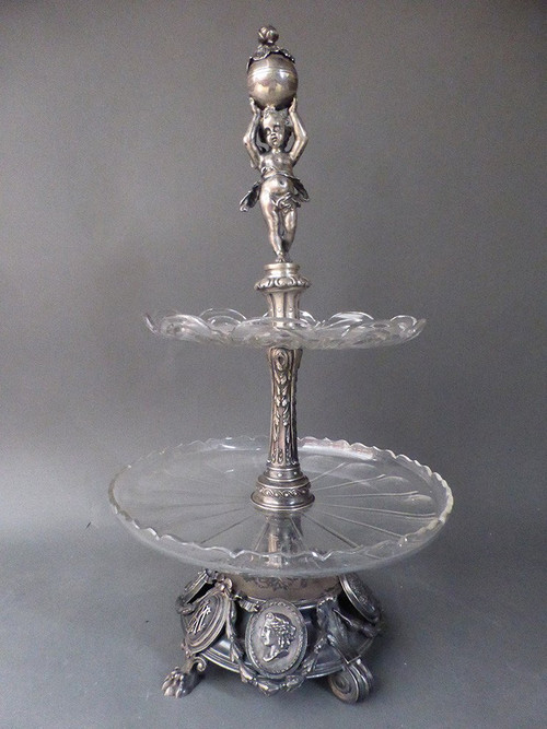 Silver Servant With Two Crista Trays
