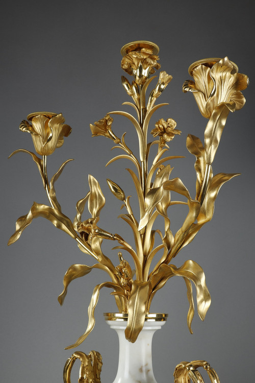 Coppia di candelabri a balaustra molto grandi, firmati Eugène HAZART