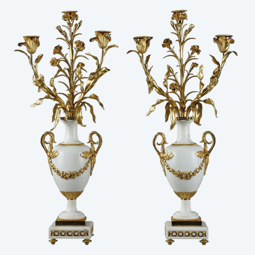 Coppia di candelabri a balaustra molto grandi, firmati Eugène HAZART
