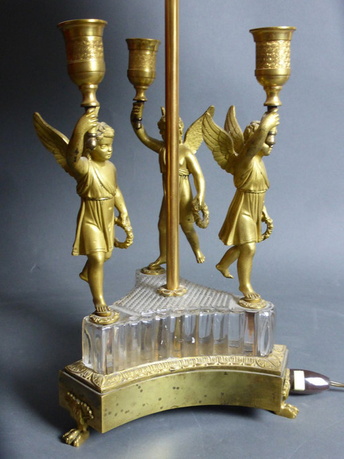 Wärmflaschenlampe aus vergoldeter Bronze aus dem 19. Jahrhundert