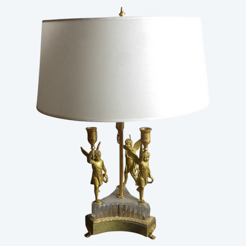 Wärmflaschenlampe aus vergoldeter Bronze aus dem 19. Jahrhundert
