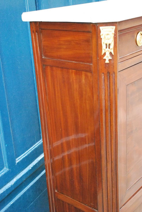 Secretaire in mogano, periodo Luigi XVI, timbrato con Vassou