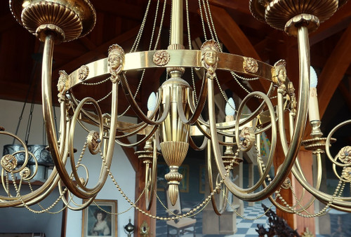 Set aus 3 Kronleuchtern mit 10 Lichtern, Louis XVI-Stil – Anfang des 20. Jahrhunderts