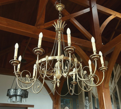 Set aus 3 Kronleuchtern mit 10 Lichtern, Louis XVI-Stil – Anfang des 20. Jahrhunderts