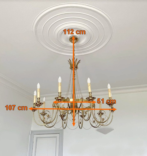 Set aus 3 Kronleuchtern mit 10 Lichtern, Louis XVI-Stil – Anfang des 20. Jahrhunderts