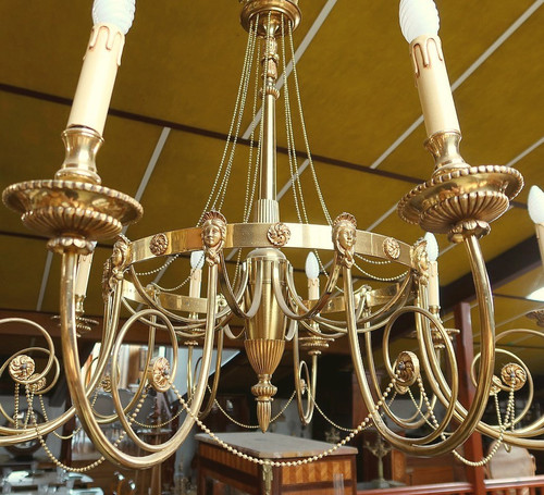 Set aus 3 Kronleuchtern mit 10 Lichtern, Louis XVI-Stil – Anfang des 20. Jahrhunderts