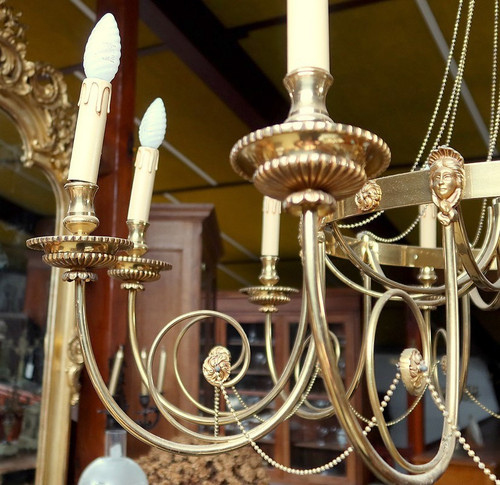 Set aus 3 Kronleuchtern mit 10 Lichtern, Louis XVI-Stil – Anfang des 20. Jahrhunderts