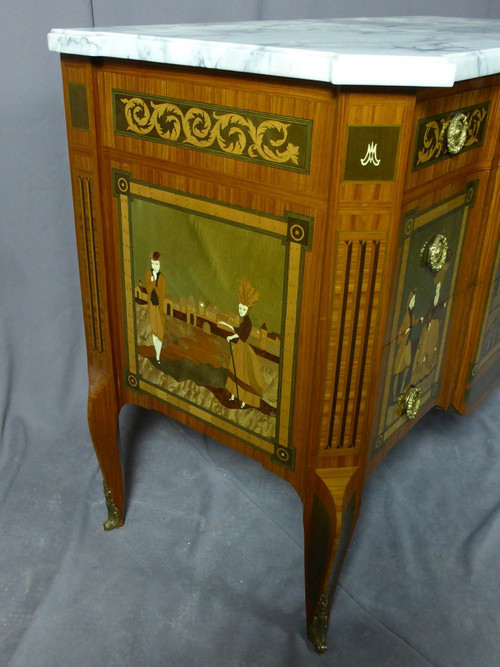 Commode Transition Louis XV Louis XVI estampillée Maison Daïdé François XXe siècle