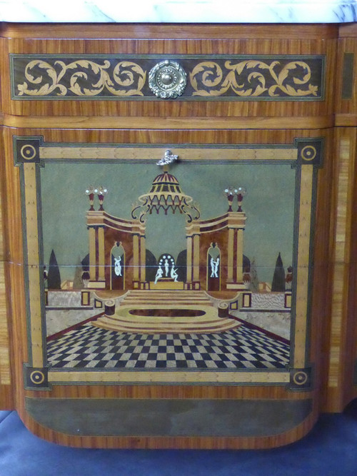 Commode Transition Louis XV Louis XVI estampillée Maison Daïdé François XXe siècle