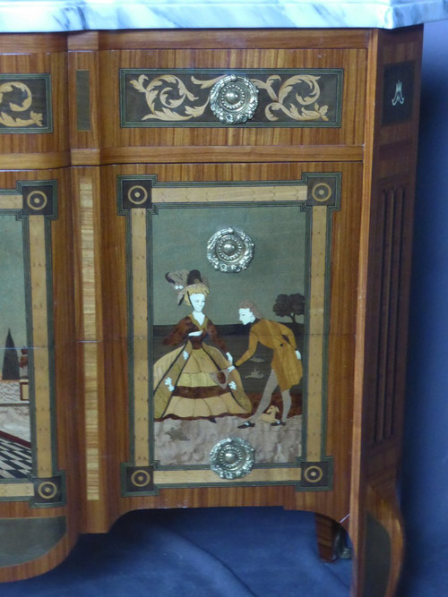 Commode Transition Louis XV Louis XVI estampillée Maison Daïdé François XXe siècle