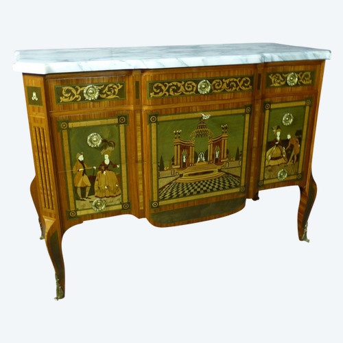 Commode Transition Louis XV Louis XVI estampillée Maison Daïdé François XXe siècle