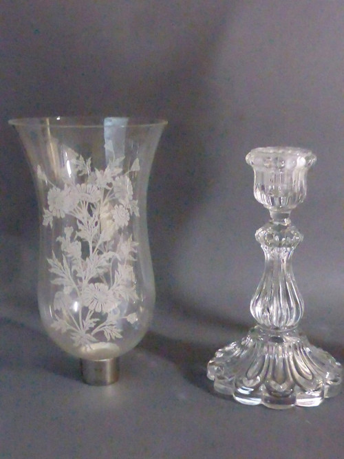 Engraved crystal tealight holder