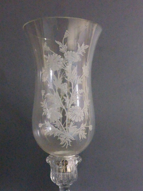 Engraved crystal tealight holder