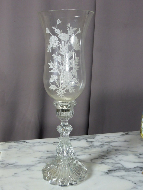 Engraved crystal tealight holder
