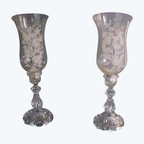 Engraved crystal tealight holder