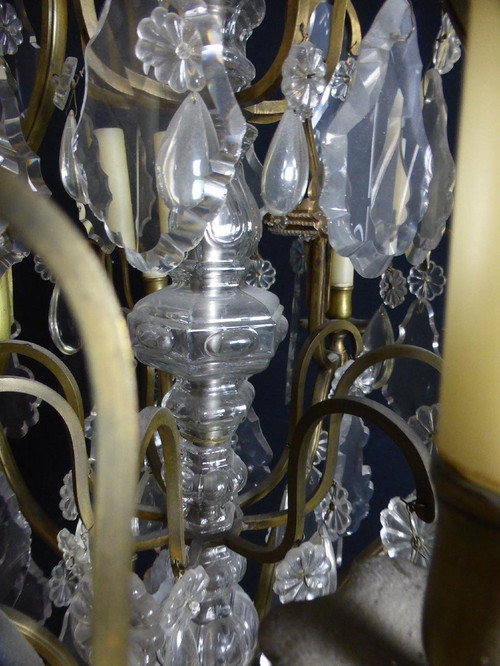 Large 19th Century Crystal And Bronze Chandelier