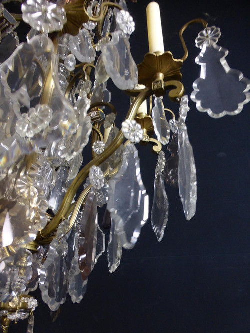 Large 19th Century Crystal And Bronze Chandelier