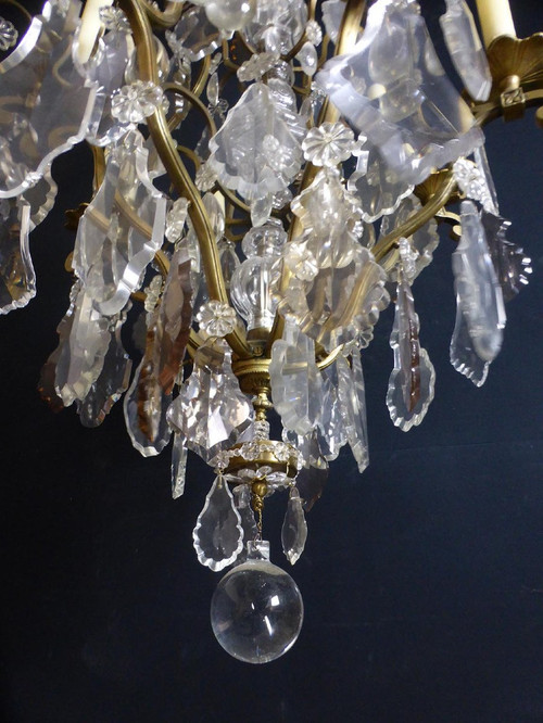 Large 19th Century Crystal And Bronze Chandelier