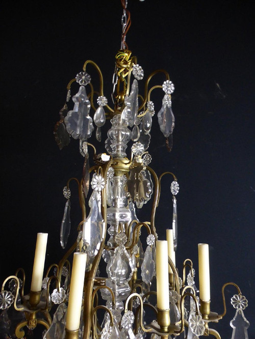 Large 19th Century Crystal And Bronze Chandelier