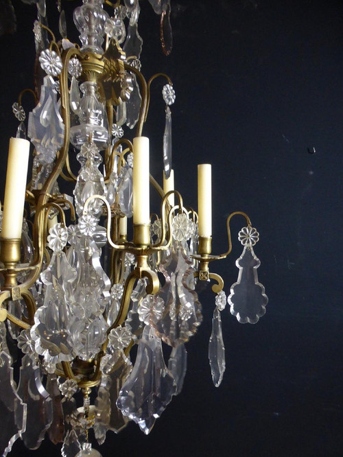 Large 19th Century Crystal And Bronze Chandelier