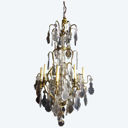 Large 19th Century Crystal And Bronze Chandelier