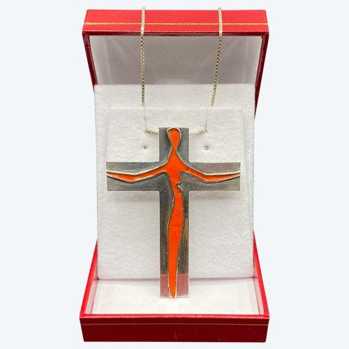 CROCE IN ARGENTO SMALTATA