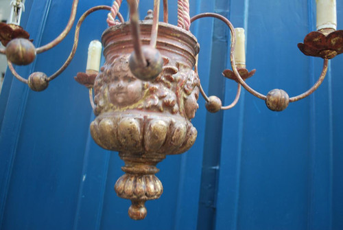 Small Chandelier In Golden Wood, Barrel D Period XVII,
