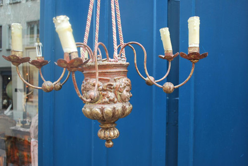 Small Chandelier In Golden Wood, Barrel D Period XVII,