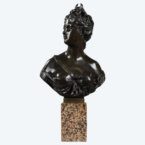 Bronzebüste, „Diana die Jägerin“ nach Houdon, 19. Jahrhundert