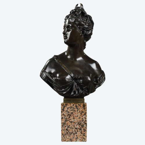 Buste en bronze, "Diane chasseresse" d'après Houdon, XIXe