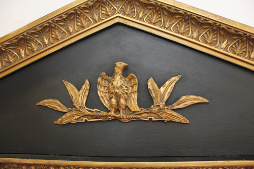 Large Empire Style Trumeau Mirror, Bevelled Ice, Imperial Eagle Decor 117 X 196 Cm
