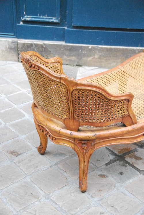 Belle Chaise Longue En Bois Naturel D époque Louis XV .xviii