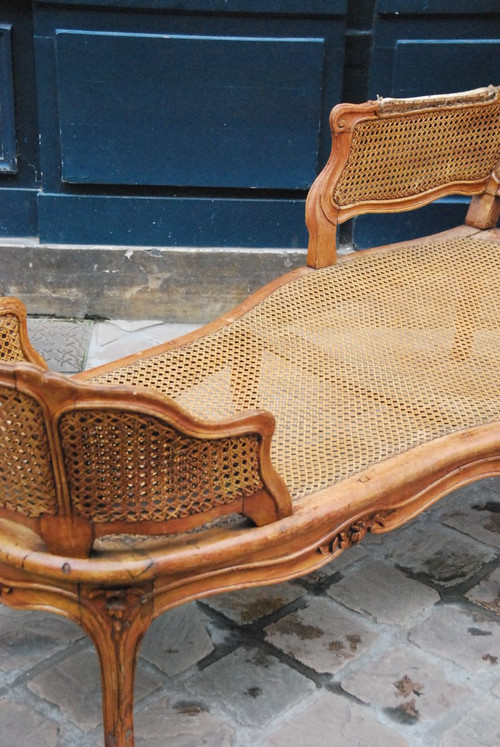Belle Chaise Longue En Bois Naturel D époque Louis XV .xviii