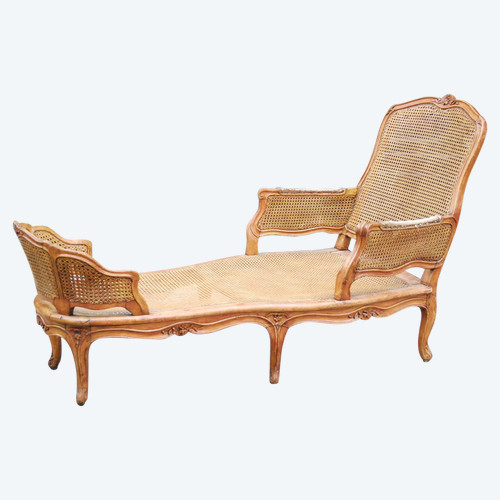 Belle Chaise Longue En Bois Naturel D époque Louis XV .xviii