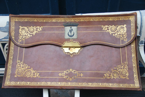 Wichtige Lederbrieftasche im XVIII-Stil