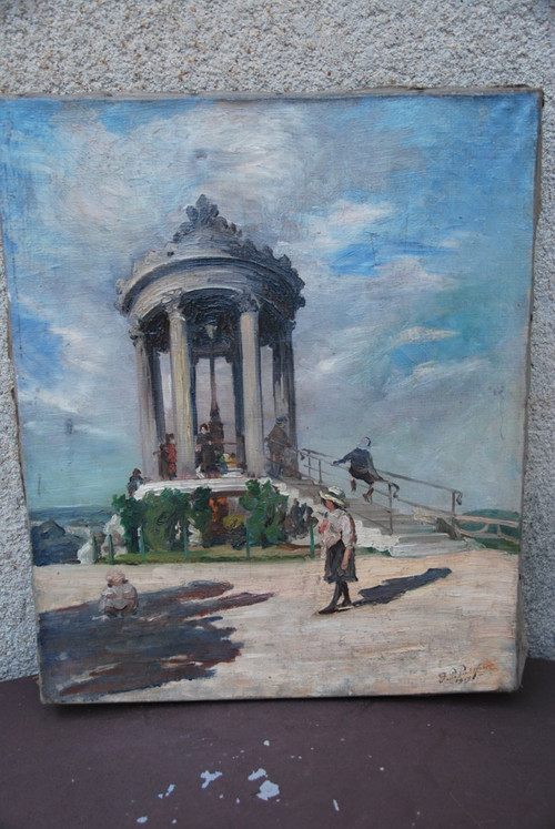 Der Kiosk, Öl auf Leinwand, signiert