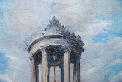 Der Kiosk, Öl auf Leinwand, signiert