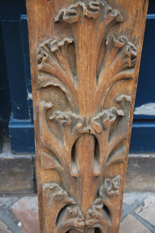 Pair Of Large Wooden Elements With Rope Decor, 18th Century Work