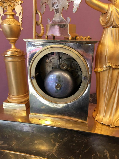 Empire Period Gilt Bronze Clock