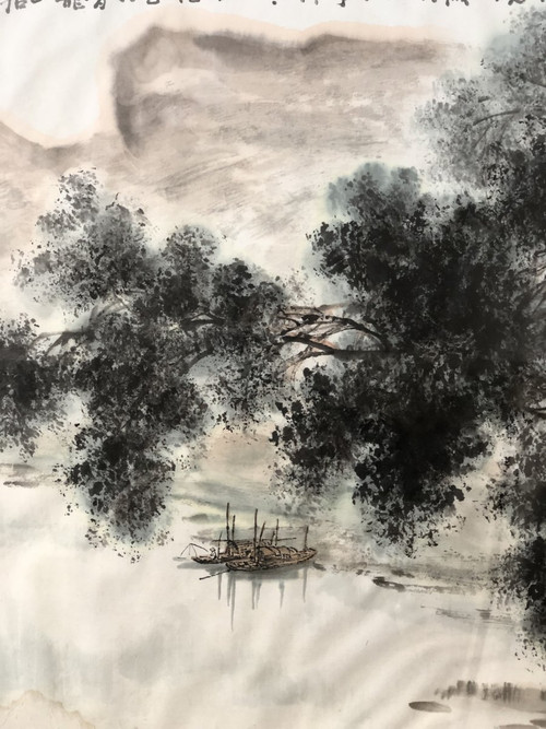 China 20th Century, Work in Ink and Ink Wash River and Mountain Landscape.