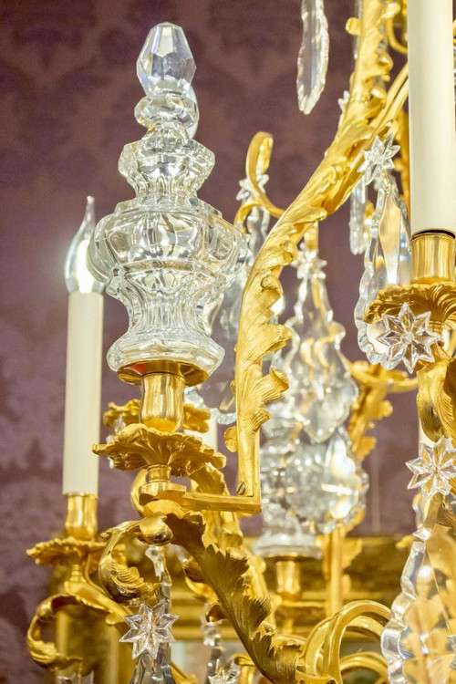 Lustre Baccarat En Bronze Doré
