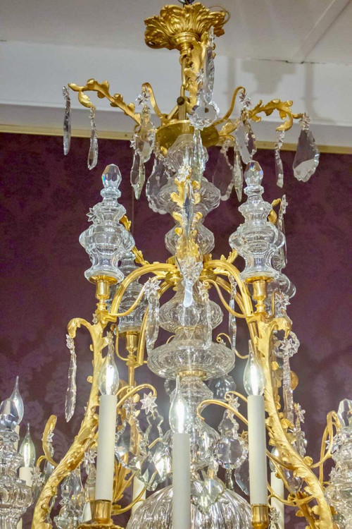 Lustre Baccarat En Bronze Doré
