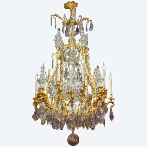 Lustre Baccarat En Bronze Doré