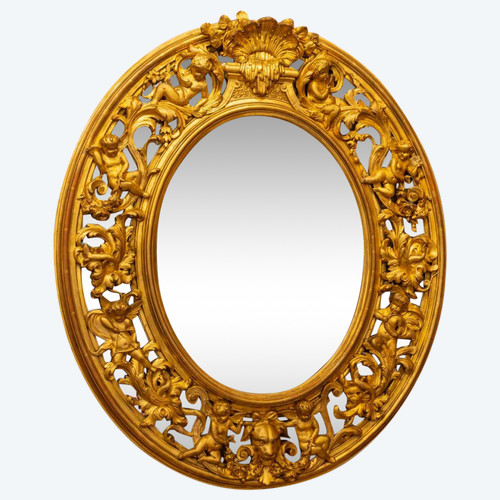 Napoleon III Period Oval Gilded Mirror