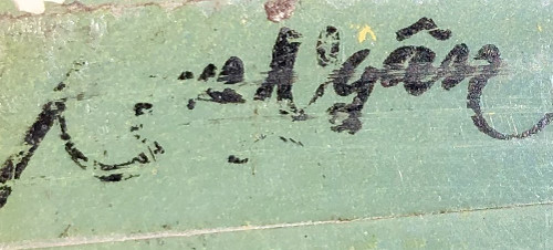 Vietnam 1950s/1960s, Hanoi School, Large Lacquer Panel Animated Lakescape.