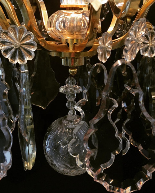 Kronleuchter Louis XV, vergoldete Bronze, Kristall